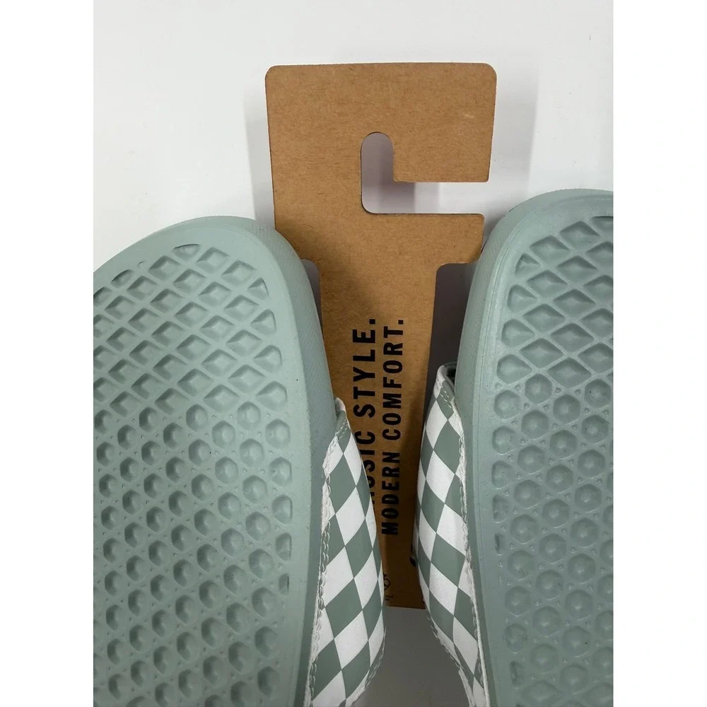 Vans La Costa Checkers Slide-On Sandals Sage Gray White board Mens Size 12 New